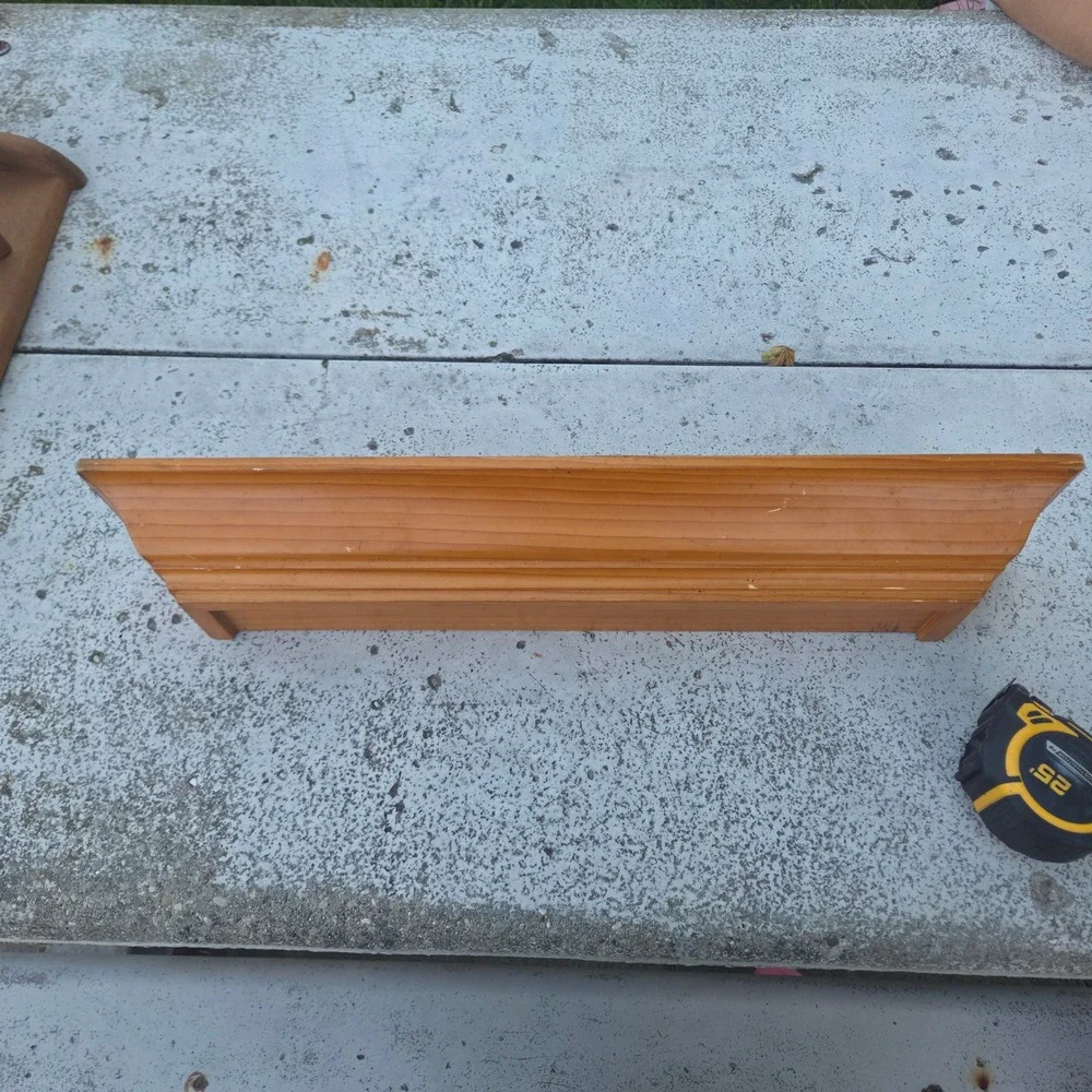 Vintage Solid Wood Crown Molding Floating Wall Shelf Honey Oak 24 Inch Ledge